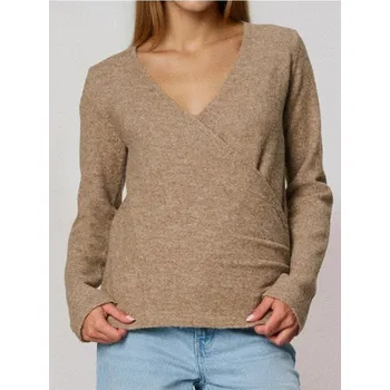 Dámský svetr Sinsay - Svetr s zavinovacím výstřihem s příměsí vlny - hnědá - 270FJ-84X - 270FJ-84X-M