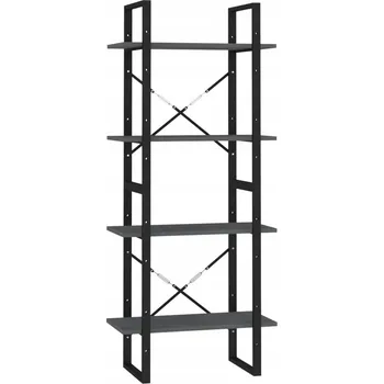 Knihovna Regál na knihy industriální, masivní borové dřevo, 60x30x140 cm, šedý