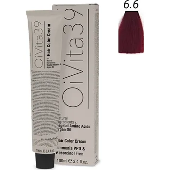 Barva na vlasy OiVita39 Hair Color Cream Ammonia, PPD & Resorcinol Free 6.6 – Profesionální barva bez amoniaku, PPD a resorcinolu 100 ml