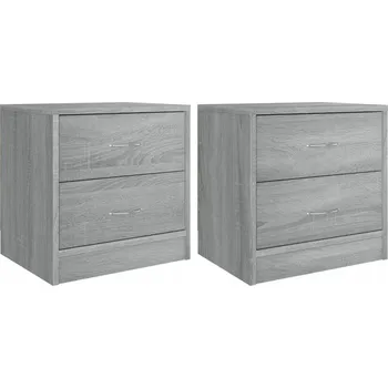 Noční stolek Noční Stolek se 2 zásuvkami , Dřevěná báze, Šedý dub Sonoma, 40x30x40 cm