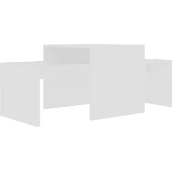 Konferenční stolek Sada bílých konferenčních stolků, 100x48x40 cm & 100x40x30 cm, dřevěný dekor