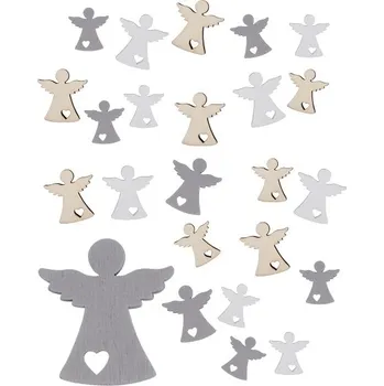 Anděl Přerov s.r.o. Andílci mix barev a velikostí ze dřeva v krabičce, 24 ks v krabičce - výběr barvy Barva (komplet): Šedá