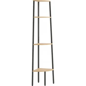 police Rohová police 4-úrovňová, ocelová, světle hnědá a černá, 45,5x31,5x150 cm