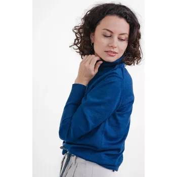 Dámský svetr Dámský vlněný rolák Merino Modrá M