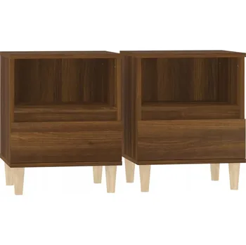 Noční stolek Noční stolek s přihrádkou a zásuvkou, hnědý dub, 40x35x50 cm