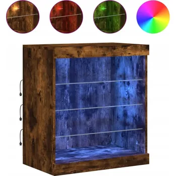 Komoda Komoda s nastavitelným LED osvětlením, kouřový dub, 60,5x37x67 cm
