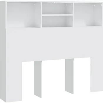 Čelo s policemi, dřevěná, bílý lesk, 120 x 19 x 103,5 cm