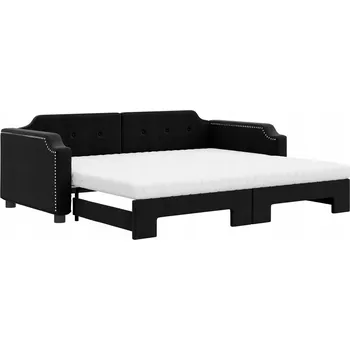 Pohovka Černá lenoška 2 v 1 s pěnovými matracemi, 213 x 100 x 66,5 cm