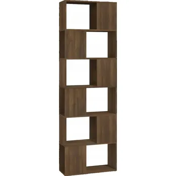 Knihovna Knihovna s 6 policemi, hnědý dub, 60 x 24 x 186 cm