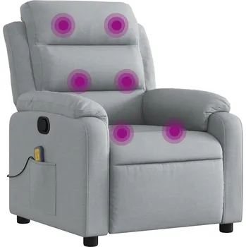 Křeslo Rozkládací masážní křeslo s manuálním polohováním, světle šedé, 75x92,5x100 cm