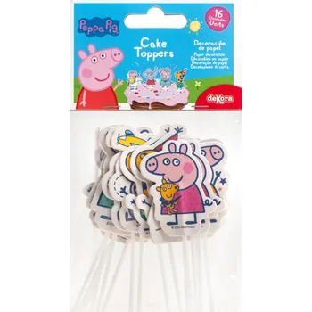 Party nádobí DEKORA Papírové zápichy do cupcakes Peppa pig 16 ks