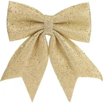 Vánoční dekorace LAALU Vánoční ozdoby - mašle, champagne s glitry, 23 x 29 cm