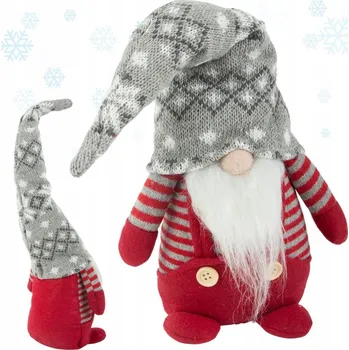 Vánoce Vánoční Skřítek Červený TRPASLÍK s Bradou pod Stromeček 38 Cm Měkký