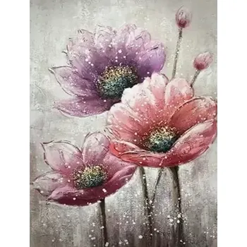 Diamantové malování Diamantové malování/Huacan - Květiny a šedé pozadí