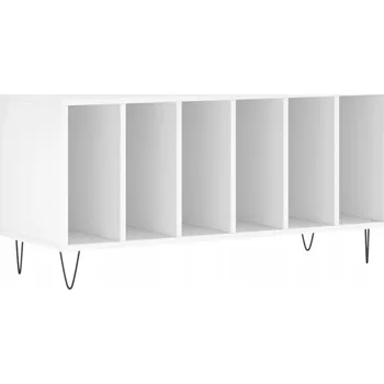 Komoda Skříňka na vinylové desky s železnýma nohama, bílá, 100 x 38 x 48 cm