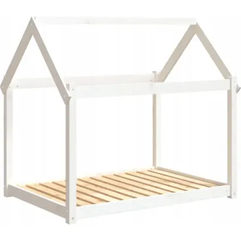 Pelíšek pro psa Pelíšek z masivního borovicového dřeva, bílý, 111 x 80 x 100 cm