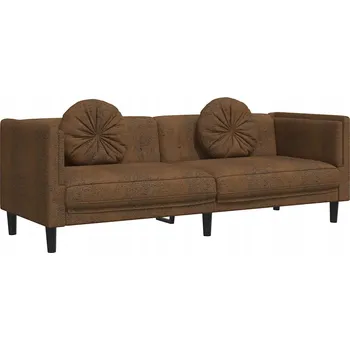 Pohovka Třímístná pohovka z umělé semišové kůže, hnědá, 193,5 x 77 x 70 cm