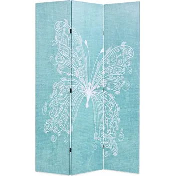 Paraván Paraván s motivem modrého motýla 120 x 170 cm, jedlové dřevo + polyesterové plátno