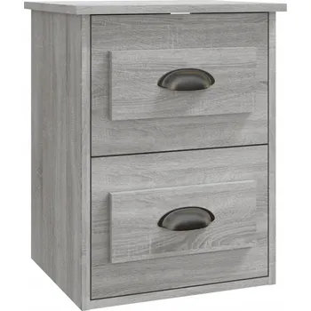 Noční stolek Závěsný noční stolek se 2 zásuvkami, šedý dub sonoma, 41,5x36x53 cm