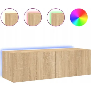 Televizní stolek Závěsná skříňka pod TV s LED RGB osvětlením, Dub Sonoma, 100x35x31 cm