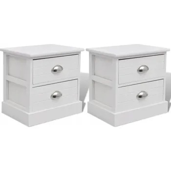 Noční stolek Noční stolky ve francouzském venkovském stylu, bílé, 38x28x38 cm, dřevo paulovnie