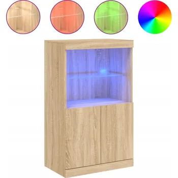Komoda Moderní komoda s RGB LED osvětlením, dub sonoma, 60,5x37x100 cm