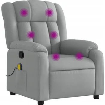 Křeslo Rozkládací masážní křeslo s vibrační funkcí, světle šedé, 78x92x98 cm