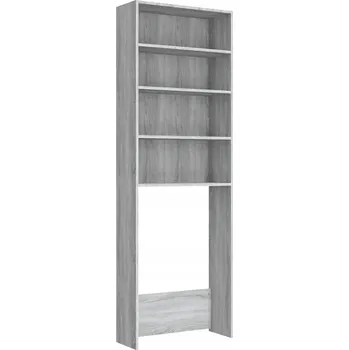 Koupelnový nábytek Skříňka nad pračku se 4 přihrádkami, dřevěný materiál, šedý dub Sonoma