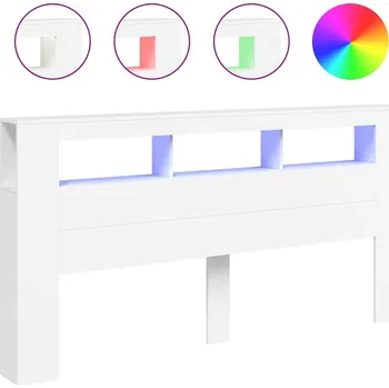 Čelo postele LED RGB z dřevotřísky, bílé, 160x18,5x103,5