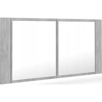 Koupelnový nábytek Koupelnová skříňka se zrcadlem LED RGB, šedá betonu, 90x12x45 cm