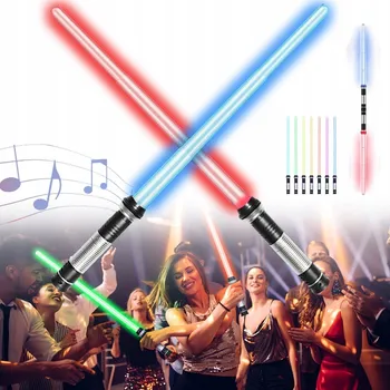 Dětská zbraň 2 KS LED LASEROVÉ MEČE SE ZVUKEM, SVĚTELNÝ MEČ 2 V 1, 7 BAREV