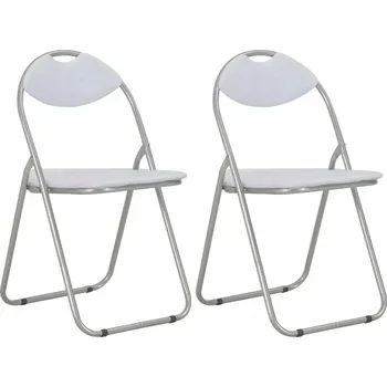 Sada 2 skládacích jídelních židlí, bílo-stříbrné, 44x43x80,5 cm