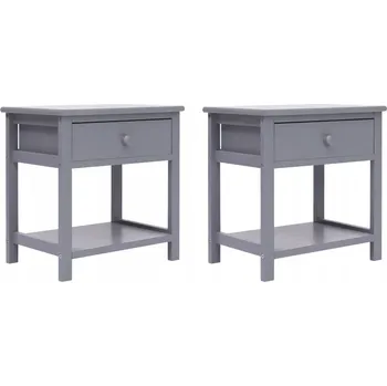 Noční stolek Dřevěné noční stolky se zásuvkou a poličkou, šedé, 40x29x42 cm