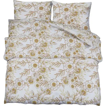 Povlečení Sada povlečení, bílo-hnědá, 140x200 cm, bavlna