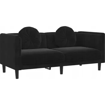 Pohovka Sametová dvoumístná pohovka černá 173,5x77x70 cm