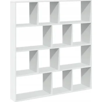 Knihovna Regál s 12 přihrádkami, dřevotřísková deska, bílý, 132x29x141,5 cm