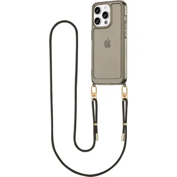 Pouzdro na mobilní telefon Kryt Esthetique iPhone 15 Pro s černou šňůrkou tmavý (obal neboli pouzdro na iPhone 15 Pro)