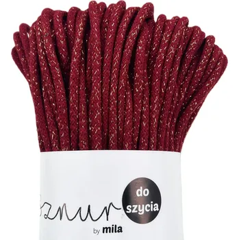 Příze MILA šňůry na šití 6mm/50m GLITTER bordo zlatá