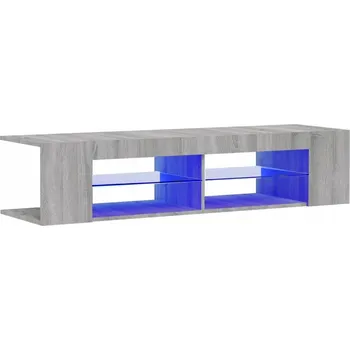Televizní stolek TV stolek s RGB LED osvětlením, dřevotříska, šedý dub Sonoma, 135x39x