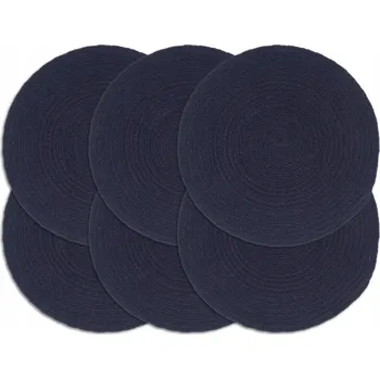 prostírání Ručně Pletené Prostírání na Stůl z Bavlny, Tmavě Modré, Ø 38 cm, 6 ks