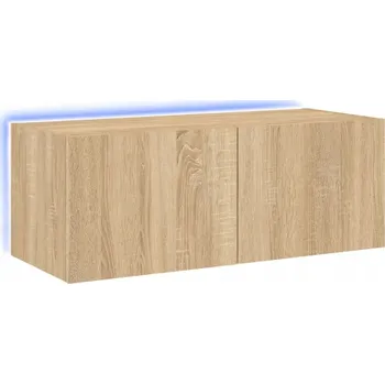 Televizní stolek Závěsná skříňka pod TV s LED RGB osvětlením, Dub Sonoma, 80x35x31 cm