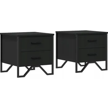 Noční stolek Noční stolek se dvěma zásuvkami, černý, 40x41x40 cm, dřevotříska