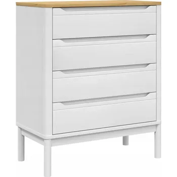 Komoda Komoda FLORO se 4 zásuvkami, masivní borovicové dřevo, bílá, 76,5x39x90,5 cm