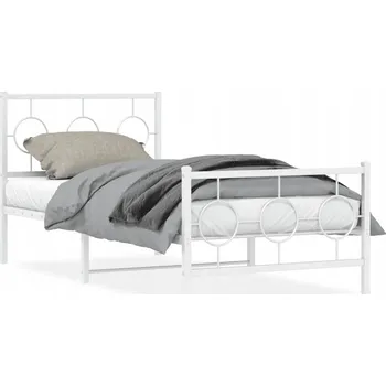 Postel Bílý kovový rám postele 196 x 95 x 91 cm s úložným prostorem