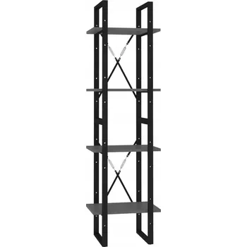 Knihovna Regál na knihy industriální, dřevěný, šedý, 40x30x140 cm