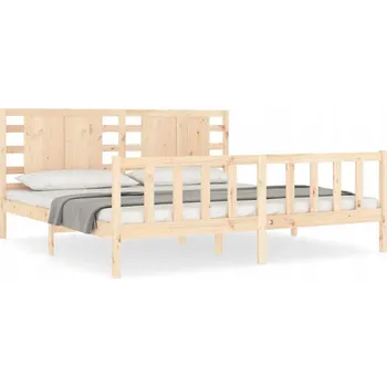 Postel Dřevěná borovicová postel 205,5 x 205,5 x 100 cm, neošetřená, s čelem