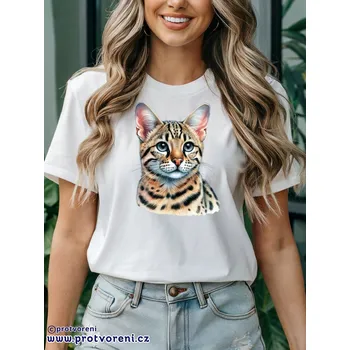 Dámské tričko Trička s potiskem Tričko s potiskem, KOČKA - BENGÁLSKÁ, 1 ks zvolte VELIKOST textilu ZDE:: L- velikost typ Beagle