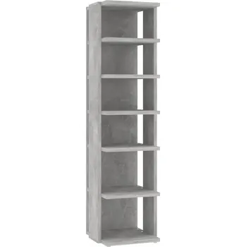 Botník Skříňka na boty se 6 policemi, dřevotříska, šedá Betonu, 27,5x27x102 cm