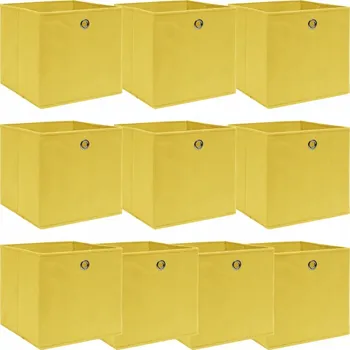 Úložný box Skládací Úložné Boxy z Netkané Textilie Žluté 32x32x32 cm