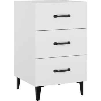 Noční stolek Noční stolek se 3 zásuvkami, bílý, 40 x 40 x 66 cm, materiál dřevotříska